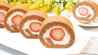 いちごロールケーキの作り方How to make Strawberry Roll Cake Recipe