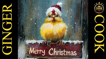 Watch How I Made This  Merry Christmas Chick: Pop off the Canvas Acrylic Tutorial