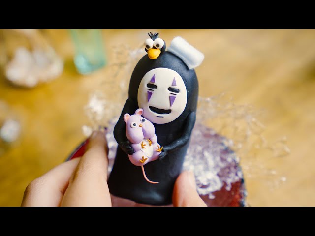 Making NoFace (Spirited Away) from Ghibli with clay-粘土でカオナシ