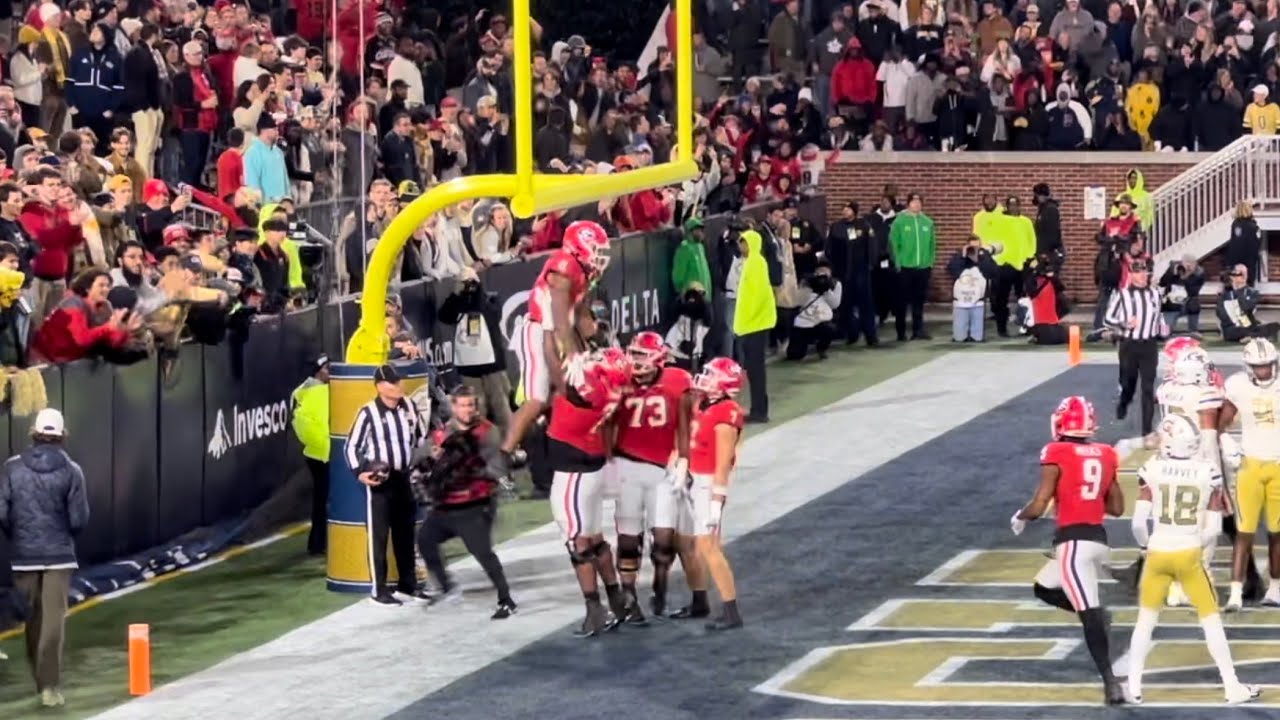 Touchdown Ga Tech Kendall Milton Rushes for a UGA Touchdown vs GA Tech 11/26/23 - YouTube
