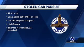 California man arrested by Nebraska state troopers after pursuit on I-80 involving stolen vehicle