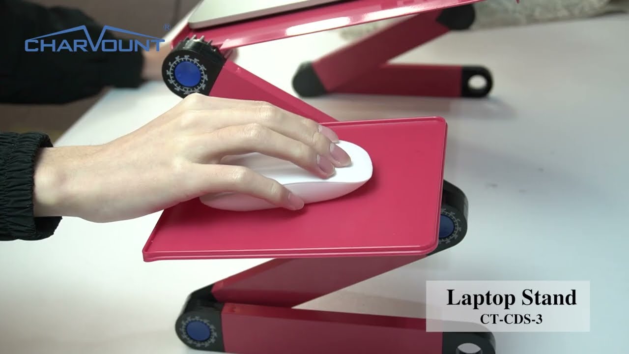 Red laptop stand with cooling fan, CHARMOUNT