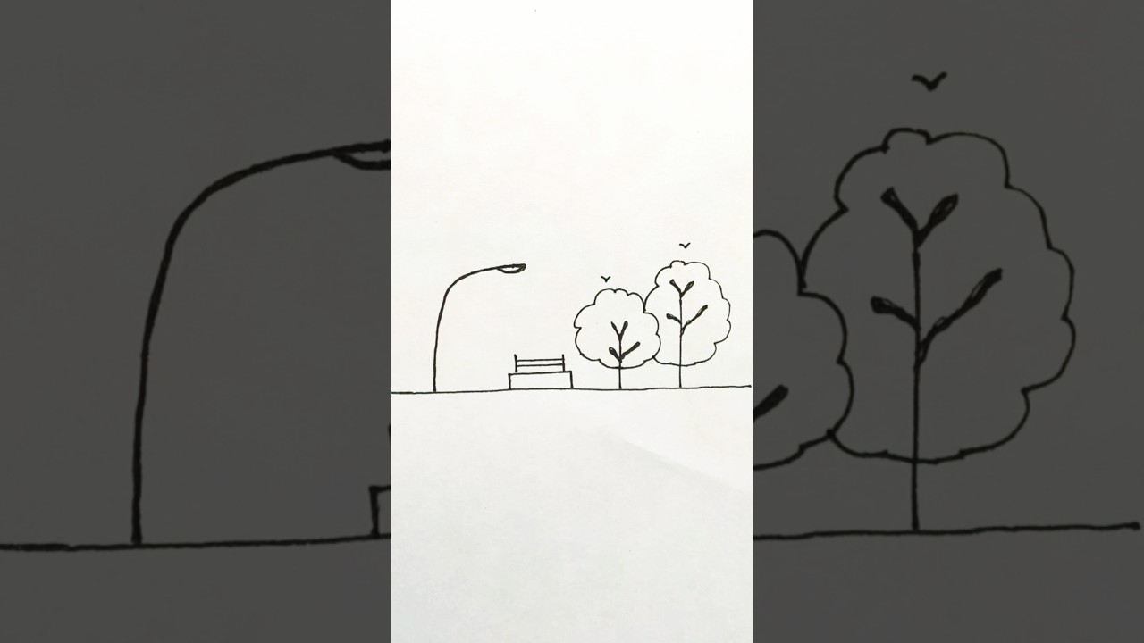 Peaceful Park Bench Drawing @bo_osid 🌳🛋️ 