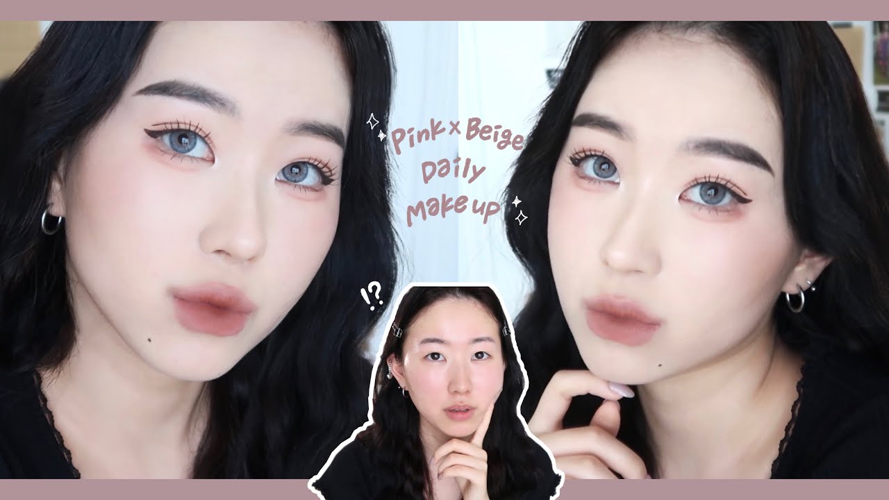 KOR)マスク崩れ防止!!最強くすみピンクメイクㅣ마스크에 묻어나지 않는 핑크누디 메이크업🤎
