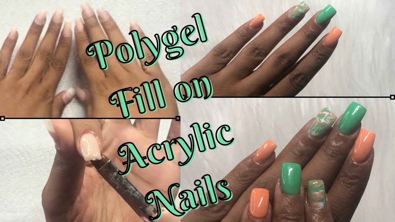 Polygel Fill In On Acrylic Nails Easy Short Nail Tutorial YouTube