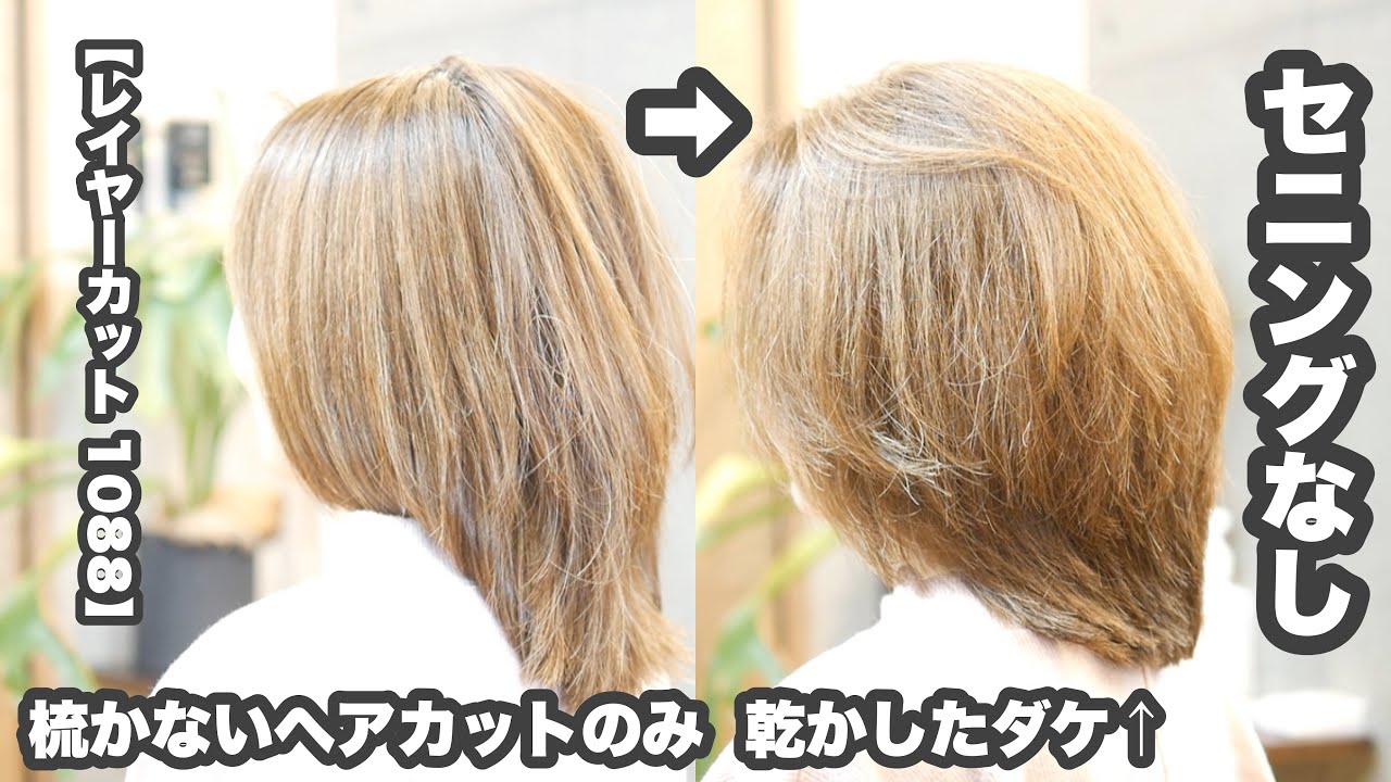 【ヘアスタイリングなし】球体状のミディアムヘア【全く梳かないレイヤーカット 1088】 YouTube