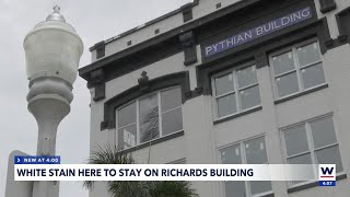 White stain on front-side of Richards Building can stay