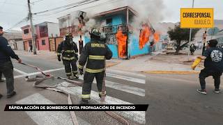 RÁPIDA ACCIÓN DE BOMBEROS EVITA PROPAGACIÓN DE INCENDIO