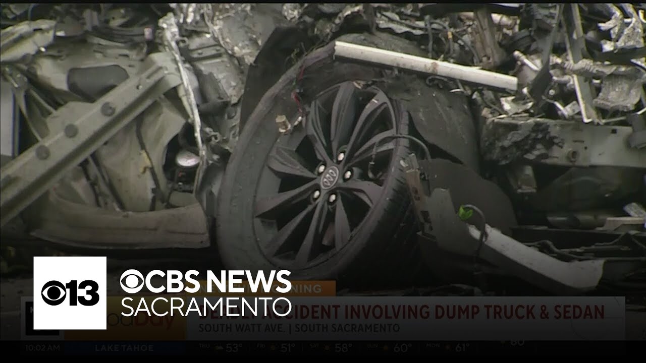 Deadly crash involving dump truck and sedan in Sacramento County - YouTube