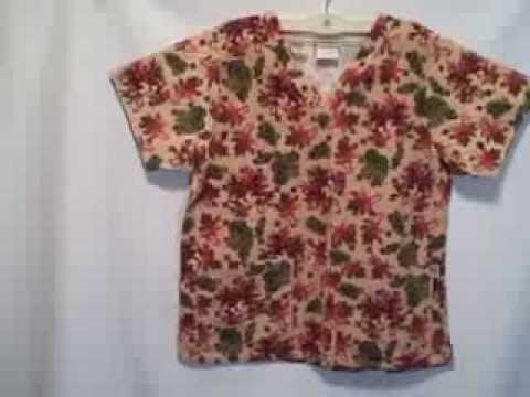 #188S Tafford Scrub Top Short Sleeve 2 Pocket V-Neck Pullover size M - YouTube