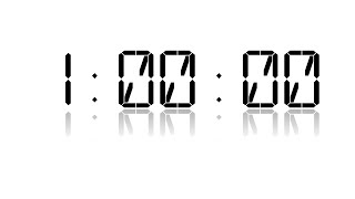 1:00:00 Timer | Black LCD Font Reflection | White Background
