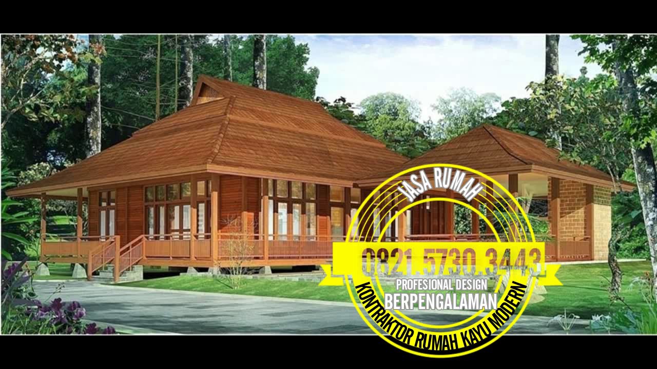 0821 5730 3443 ~ Desain Rumah Kayu 1 Lantai - YouTube