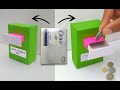 Diy coin box making from soap box  coin bank from soap box  soap box piggy bank