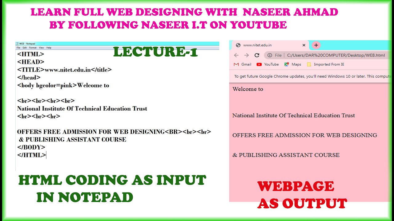 FULL WEB DESIGNING COURSE BY NASEER I.T LECTRURE-1 IN HINDI || URDU ...