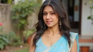 Stunning Blue Saree Look Indian Fashion Model Soft & Cly Model Walk