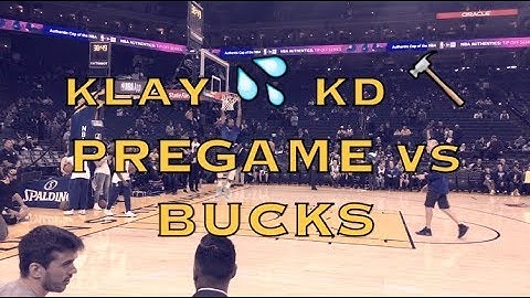 KD (Kevin Durant) and Klay Thompson splashes and dunk, pregame Warriors (10-1) vs Milwaukee Bucks