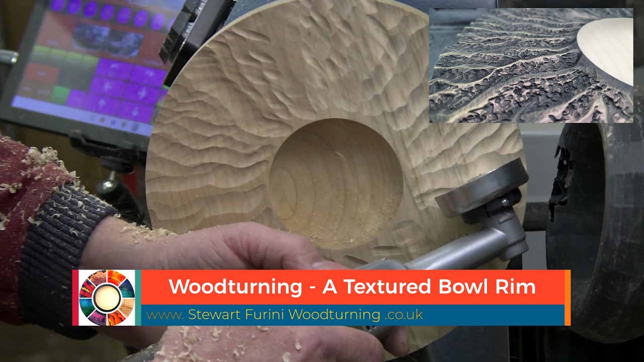 Токарная обработка края чаши с текстурой