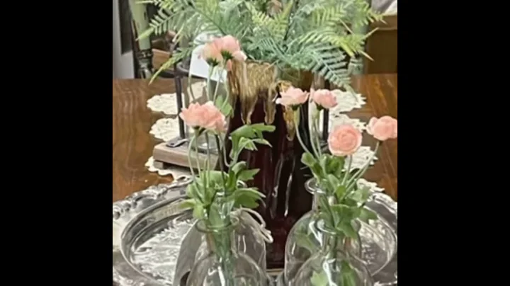 Vintage Wide Plank Table with Hand Painted Chairs