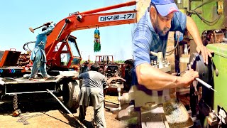 Amazing process of Restoration Excavator crane Footboard & Making Center Axle Bush on Lathe machine
