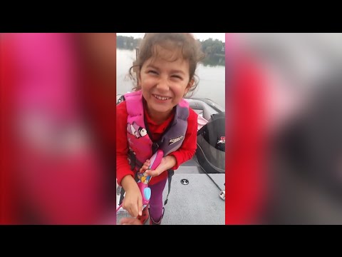 Little Girl Catches Big Fish With BARBIE POLE