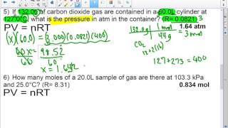 Unit 5 p. 19- Ideal Gas Law Practice