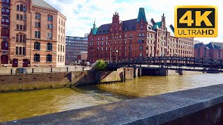 Hamburg bike ride from Elbphilharmonie to the city centre (4K) HDR - Speicherstadt, Hafencity