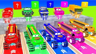 Long Lightning Mcqueen vs Big & Small: Mcqueen vs Spinner Wheels vs Minecraft vs Train