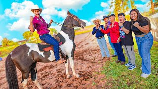 REAÇÃO DOS MEUS AMIGOS AO VER MEU CAVALO MANGA LARGA MARCHADOO 🐴 😱 !!!!