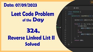 92 || Reverse Linked List II || C++ || Leetcode Daily Challenge