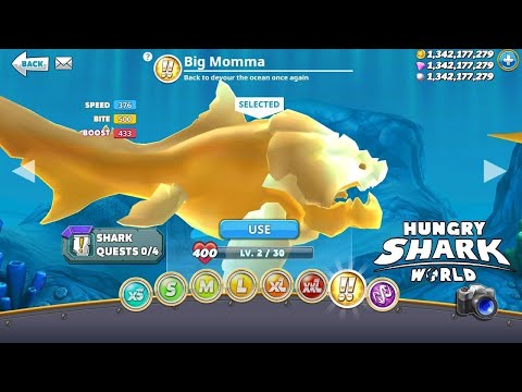 Hungry Shark World BUT I PLAY WITH THE GOLDEN BIG MOMMA SHARK WITH THE FRENCH SKIN! HACK MOD APK