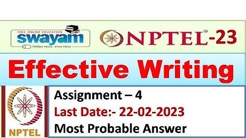 Effective Writing | Assignment 4 | Most Probable Answer | Nptel 2023 #assignment #nptel