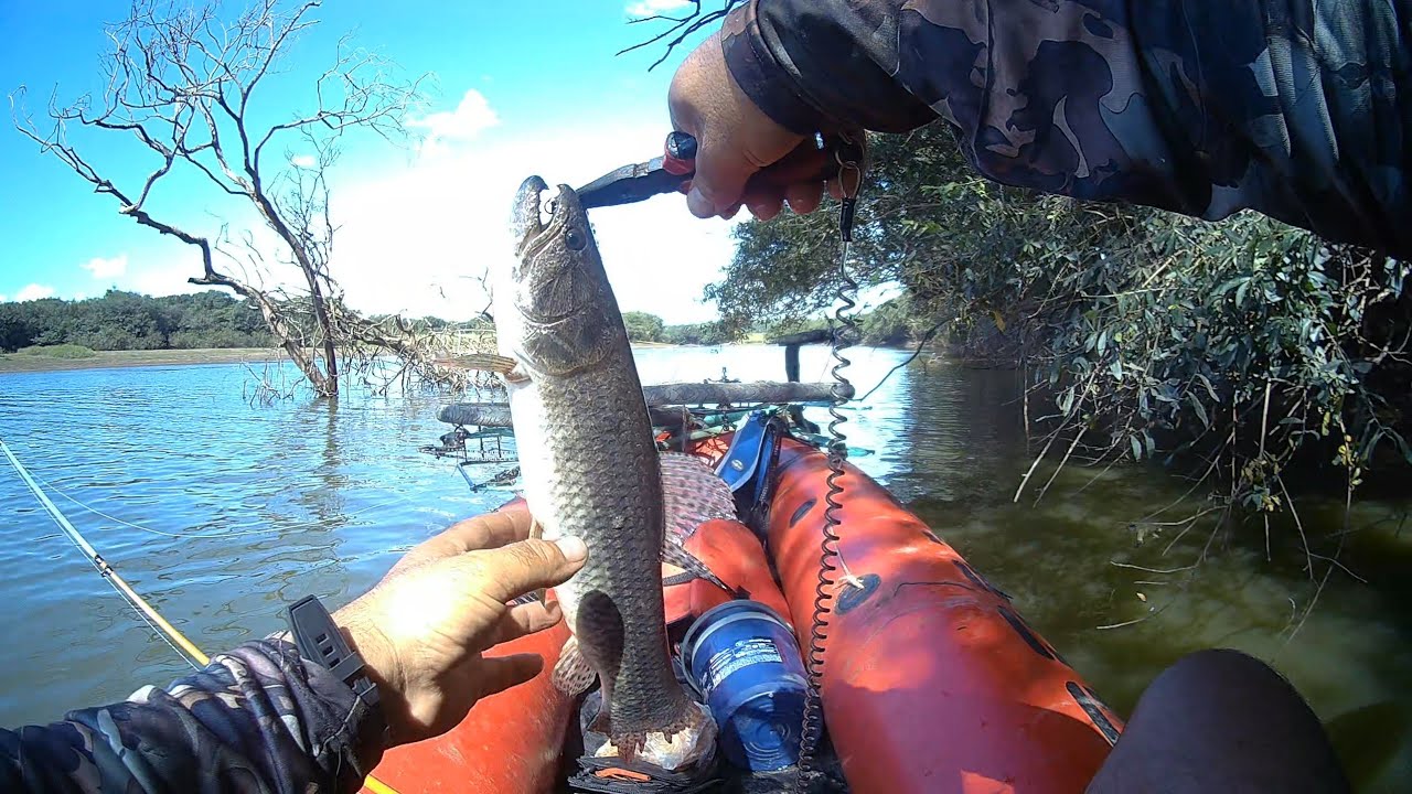 Pesca ultralight  aventura en bicicleta y gomon  packraf con unos señuelos muy efectivos 