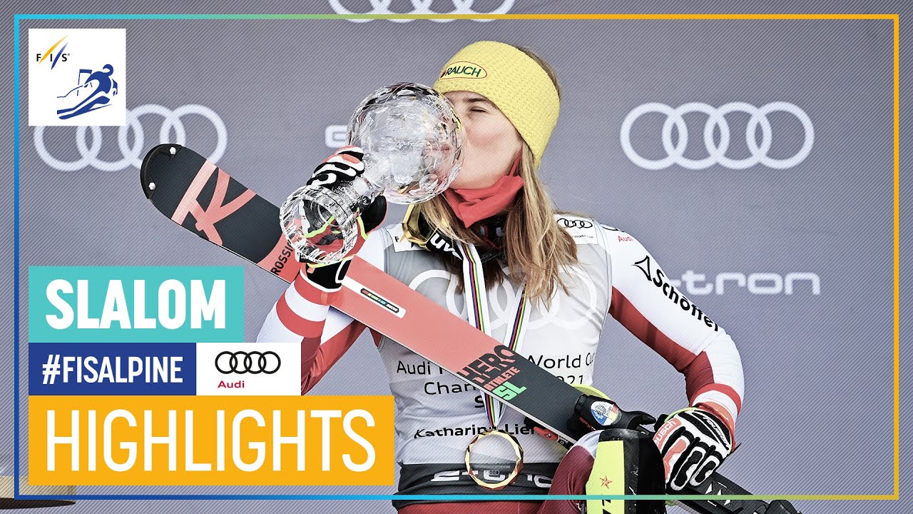Katharina Liensberger Wins Last Slalom Race and Title. Petra Vlhova Wins the World Cup.