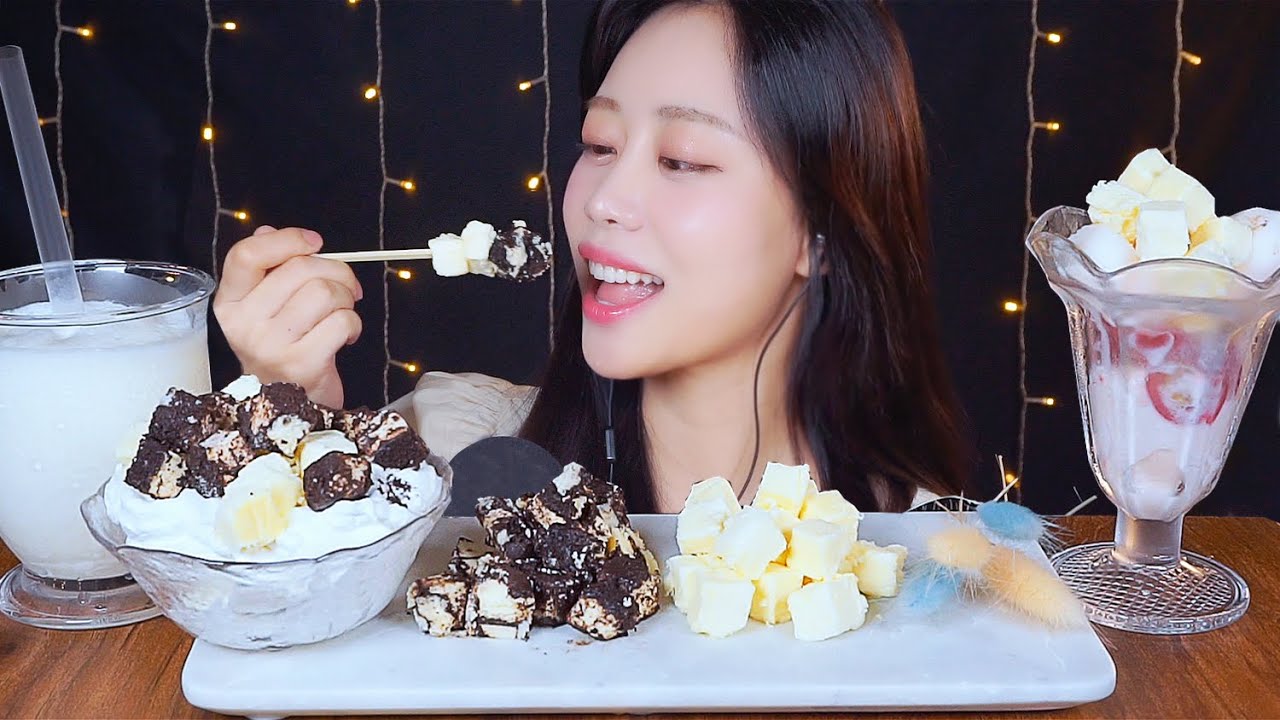ASMR 홈 카페 오픈🎉필라델피아 치즈 케익 큐브로 여러가지 디저트 만들어 먹방😋Philadelphia Cheesecake Cube Parfait Milk Cheese Shake