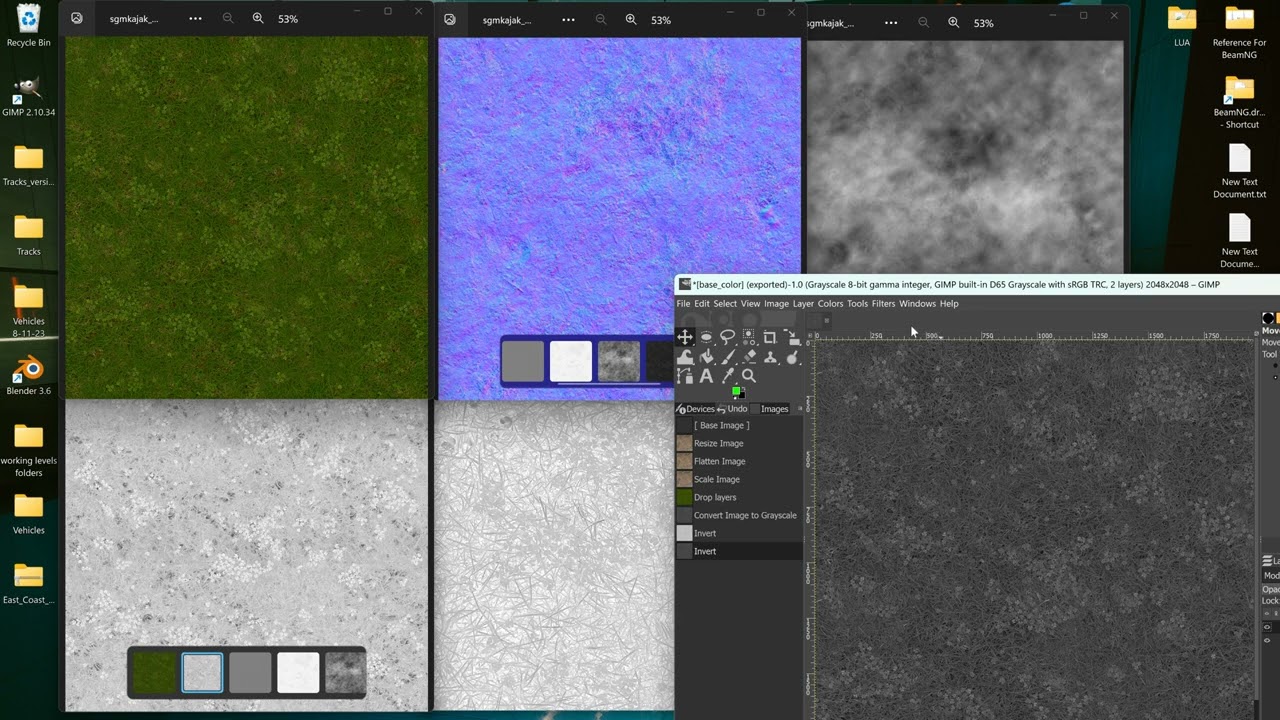 Base Color Map from Google Earth - Roughness, AO, Normals for BeamNG PBR terrain paint.