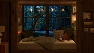 Cozy Reading Nook in the Woods Ambience w/ Relaxing Rain Sounds for Sleep, Study &amp; Meditation - ASMR
