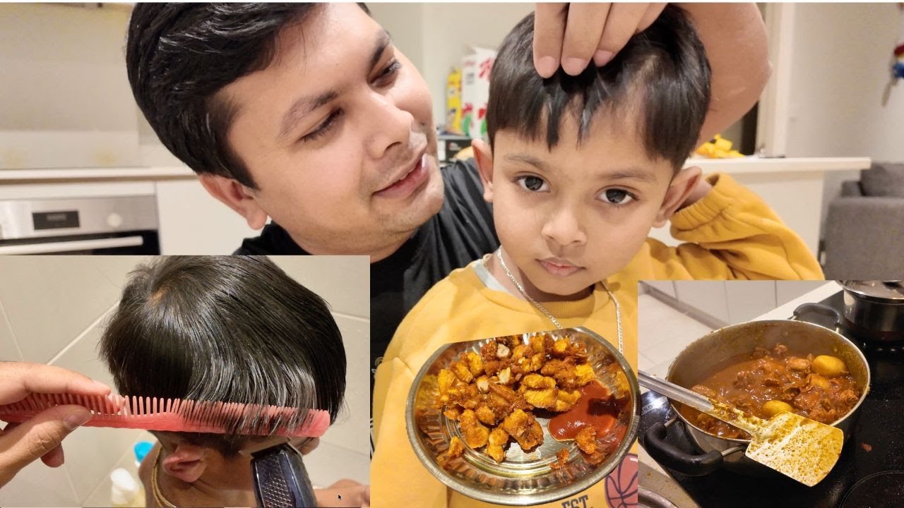 কৃষাভের একদম নতুন লুক 😍, বাড়িতে চুল কাটা 😀 | চিকেন পকোড়া আর চিকেন কারি 🥘 রাতের খাবার | Daily Vlog👍