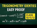 Trigonometry Identities Easy Proof | Class 10/11/12 | cosecθ − cotθ &amp; sec²θ − secθ = tanθ Identities