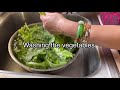 Picking some vegetables for cooking . De zaub los ua tshais. 6-3-21