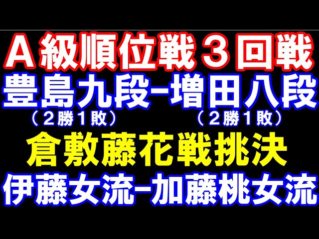 A級順位戦三回戦 豊島九段ー増田康八段 倉敷藤花戦 伊藤沙女流ー加藤桃女流 アユムの評価値放送