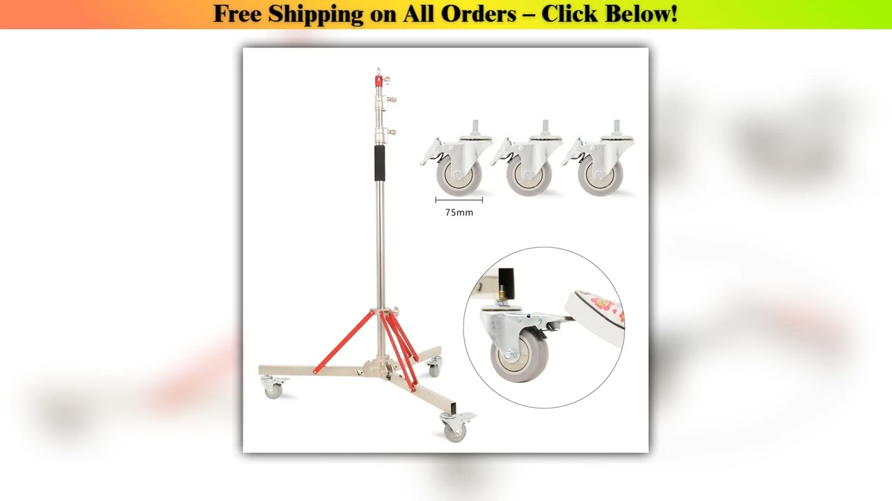 SH 320cm Photography Magic Leg With 3 Wheels All Metal C-Stand Bracket Stainless Steel Tripod For