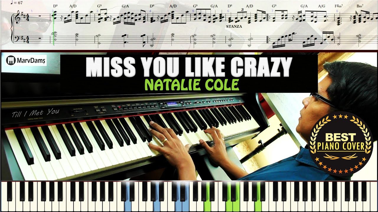 ♪ Miss You Like Crazy - Natalie Cole / Piano Cover Instrumental Tutorial Guide
