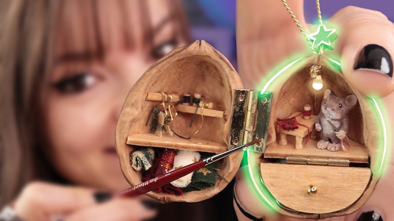Das süßeste Projekt, das ich je gebastelt hab! 😩🖤 | winziges Walnuss-Atelier für winzige Maus!