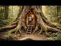 Built a Secret Home Inside a Giant Tree in the Forest | Hidden Off-Grid Cabin