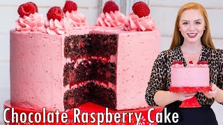 ULTIMATE Chocolate Raspberry Cake Recipe! With Raspberry Buttercream & Raspberry Liqueur!