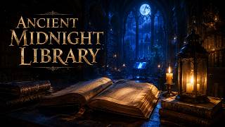 Ancient Midnight Library 📚 Cozy Fantasy Reading Ambience