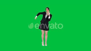 Brunette School Girl Dancing On A Green Screen, Chroma Key. Stock Footage - Videohive