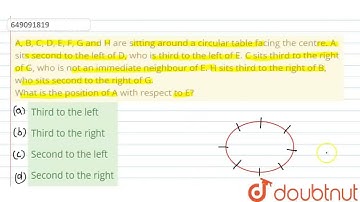 A, B, C, D, E, F, G and H are sitting around a circular table facing the centre. A sits second t...