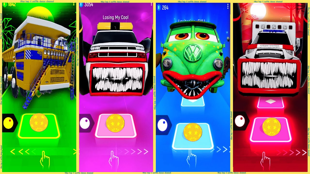 coffin dance - Giant Truck Saw Wheels🆚  Pickup Truck 🆚 Ambulance Truck 🆚 Fillmore Eater | Tiles HOP