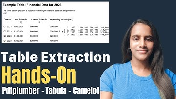 Table Extraction from PDF using Camelot - Tabula - PDFPlumber #PDFTableExtraction #Hands-On